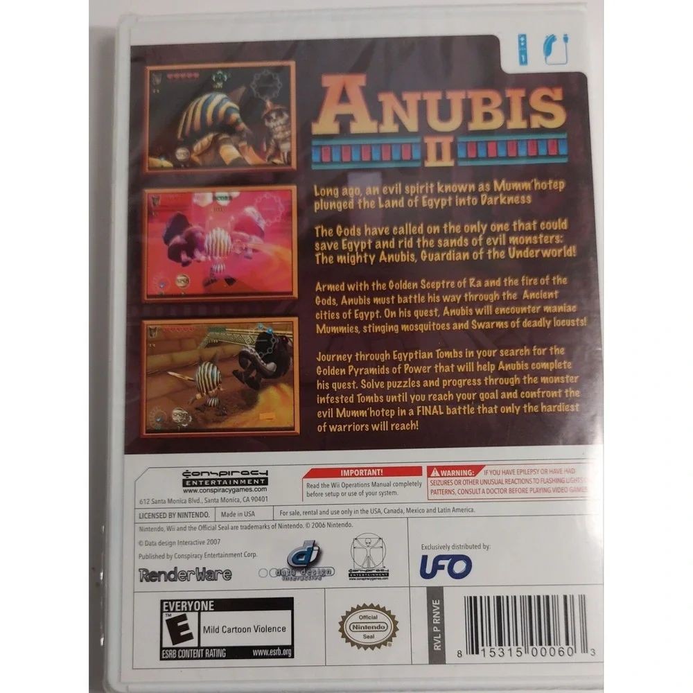 LOT Of 2 Wii Games: Disney Epic Mickey (Pre-owned), Anubis II (new sealed)